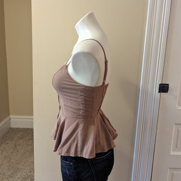 Style Envy mauve pink color peplum spaghetti strap tank top size Xs - Picture 2 of 8